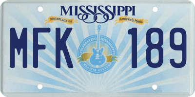 MS license plate MFK189