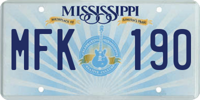 MS license plate MFK190