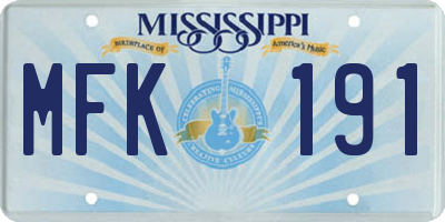 MS license plate MFK191