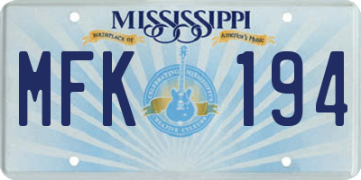 MS license plate MFK194