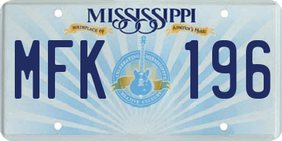 MS license plate MFK196