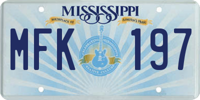 MS license plate MFK197