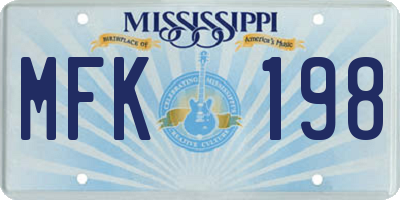MS license plate MFK198