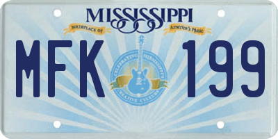 MS license plate MFK199