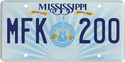 MS license plate MFK200