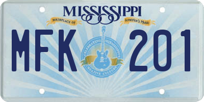 MS license plate MFK201