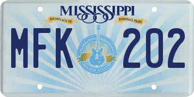 MS license plate MFK202
