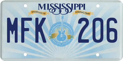 MS license plate MFK206