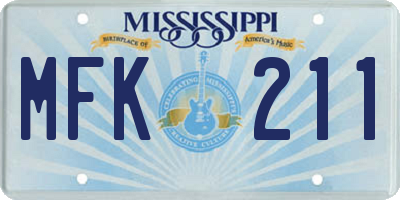 MS license plate MFK211