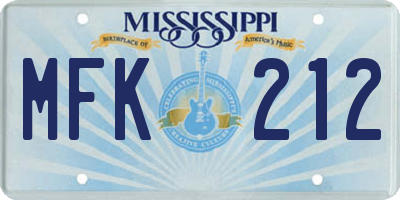 MS license plate MFK212