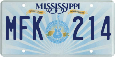 MS license plate MFK214