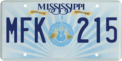 MS license plate MFK215
