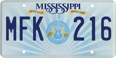 MS license plate MFK216