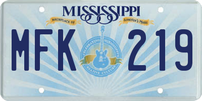 MS license plate MFK219