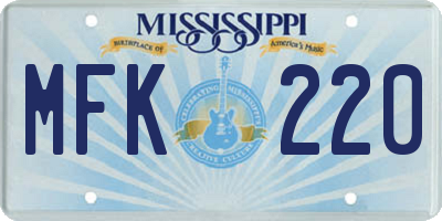 MS license plate MFK220