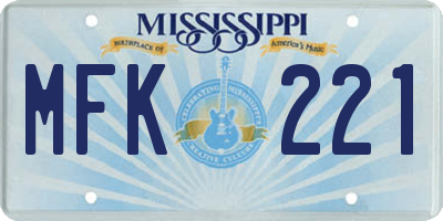 MS license plate MFK221