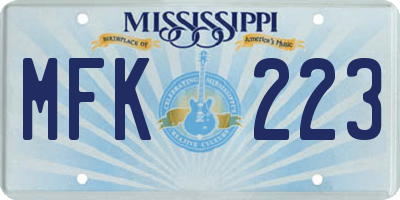 MS license plate MFK223
