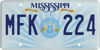MS license plate MFK224