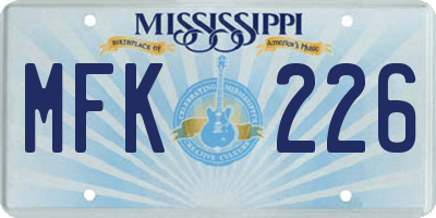 MS license plate MFK226