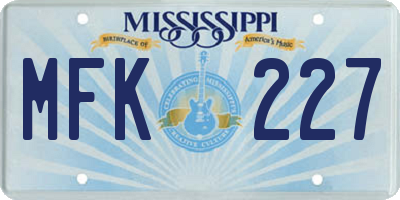 MS license plate MFK227