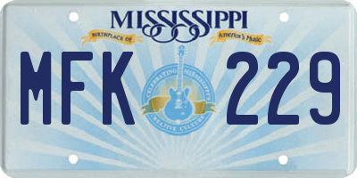 MS license plate MFK229