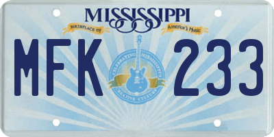 MS license plate MFK233