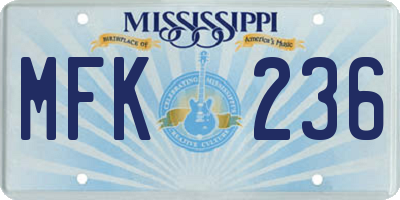 MS license plate MFK236