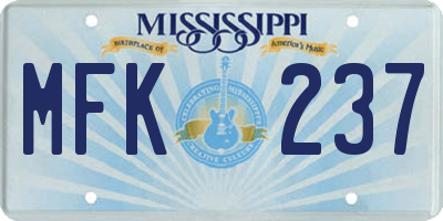 MS license plate MFK237