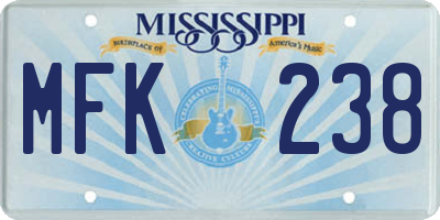 MS license plate MFK238