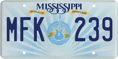 MS license plate MFK239