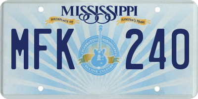 MS license plate MFK240