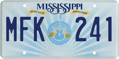 MS license plate MFK241