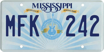 MS license plate MFK242