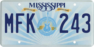 MS license plate MFK243