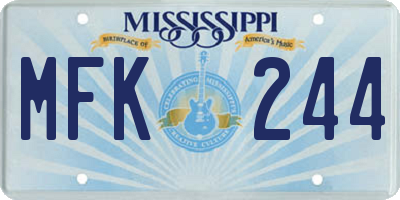 MS license plate MFK244
