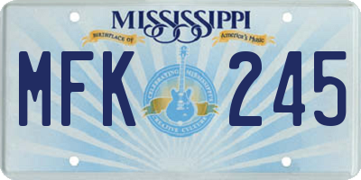 MS license plate MFK245