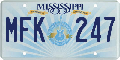 MS license plate MFK247