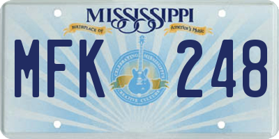 MS license plate MFK248