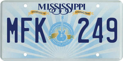 MS license plate MFK249
