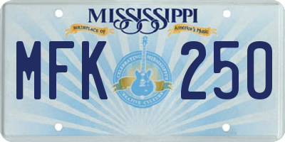 MS license plate MFK250