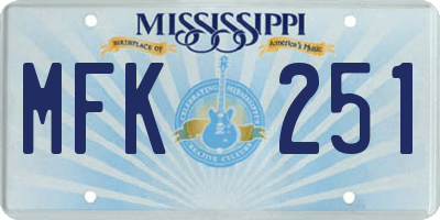 MS license plate MFK251