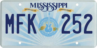 MS license plate MFK252