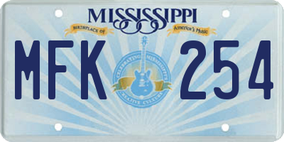 MS license plate MFK254