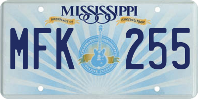 MS license plate MFK255