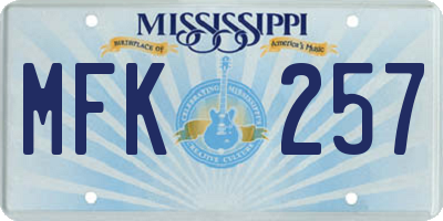 MS license plate MFK257