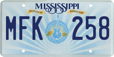 MS license plate MFK258