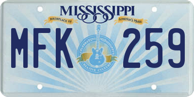 MS license plate MFK259