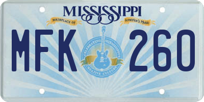 MS license plate MFK260