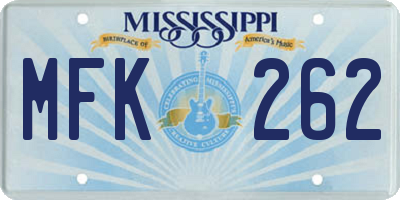 MS license plate MFK262
