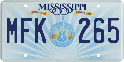 MS license plate MFK265